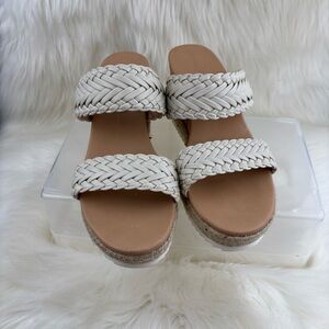 Report White Braided Women's Wedges Sandals Size 7.5 Woman